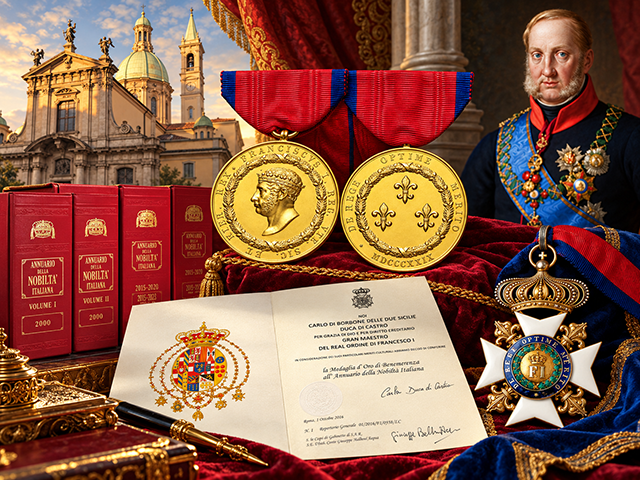 Medaglia d’Oro del Real Ordine di Francesco I all’Annuario della Nobiltà Italiana